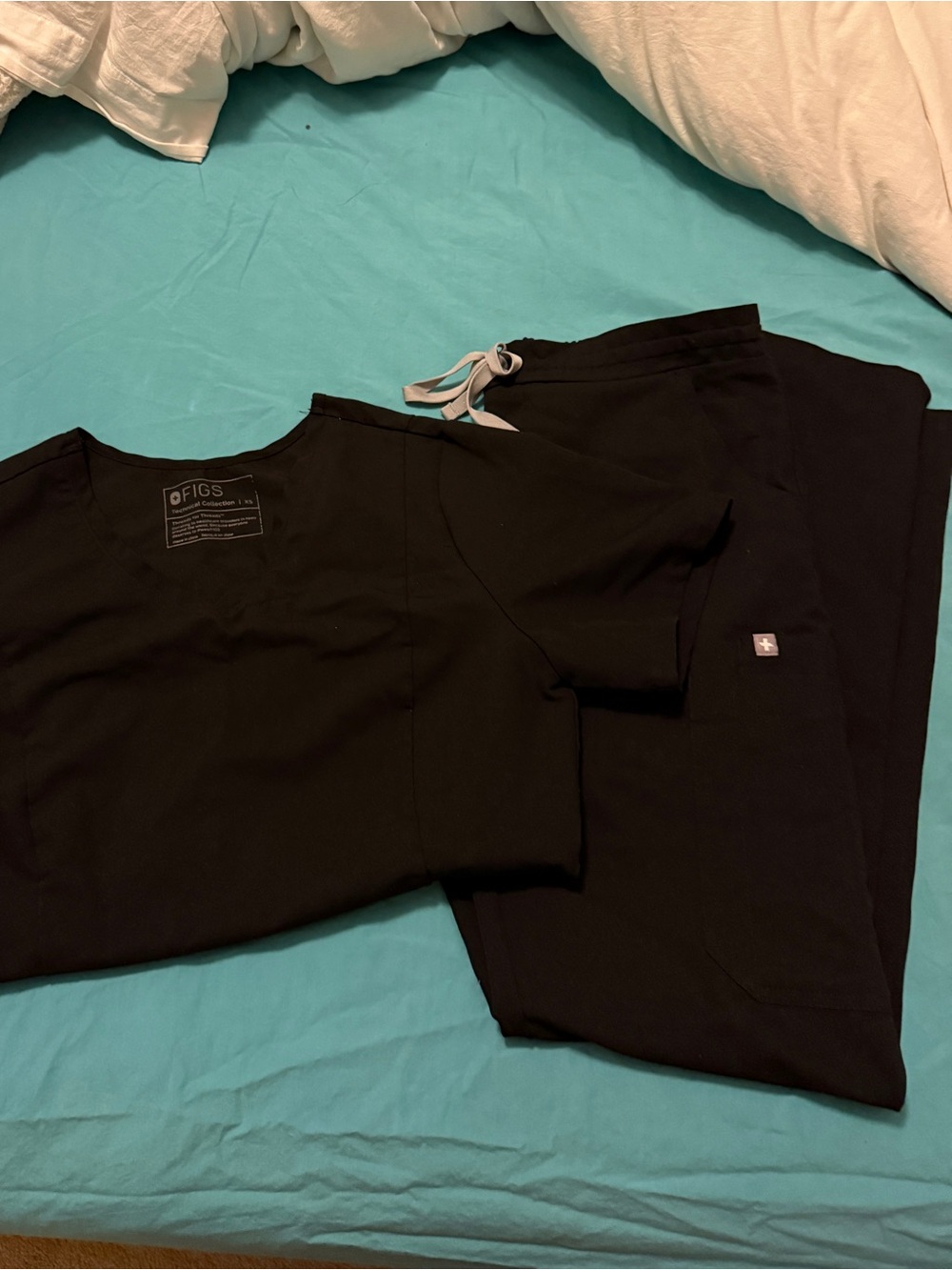 Figs Black Scrub Set XS